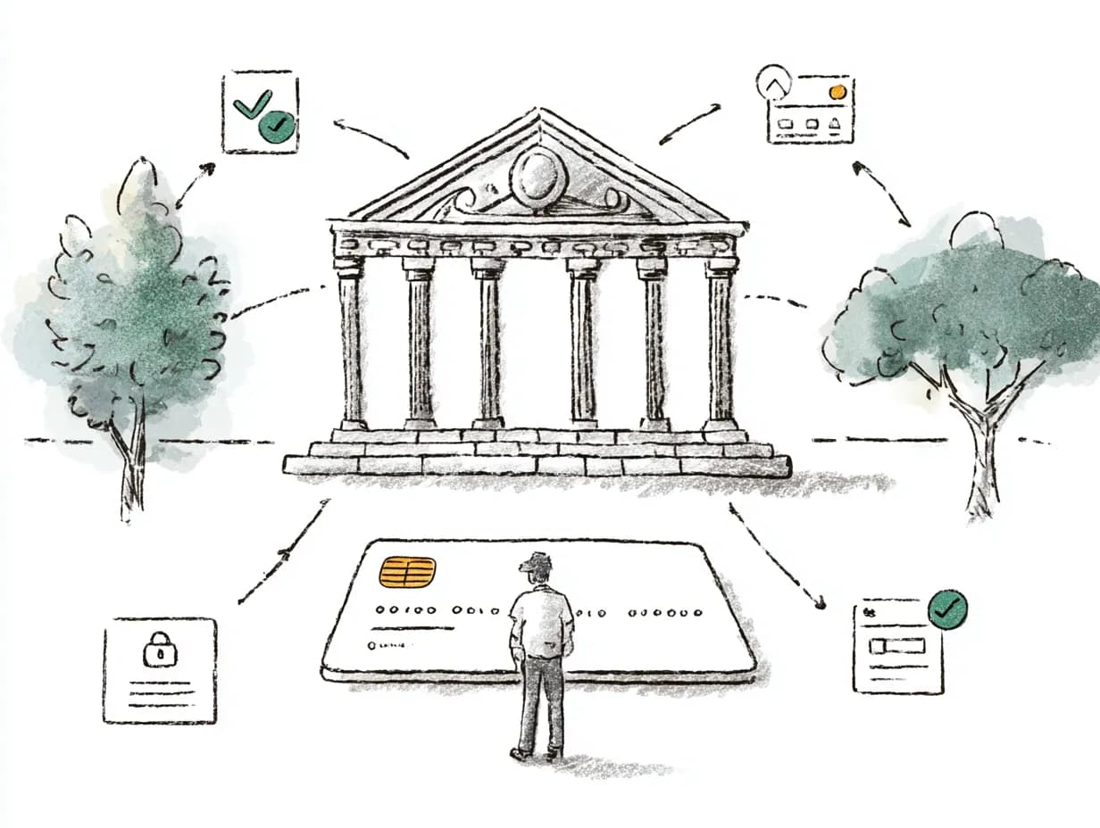 Illustration for article: The Bank Behind the Tradeline