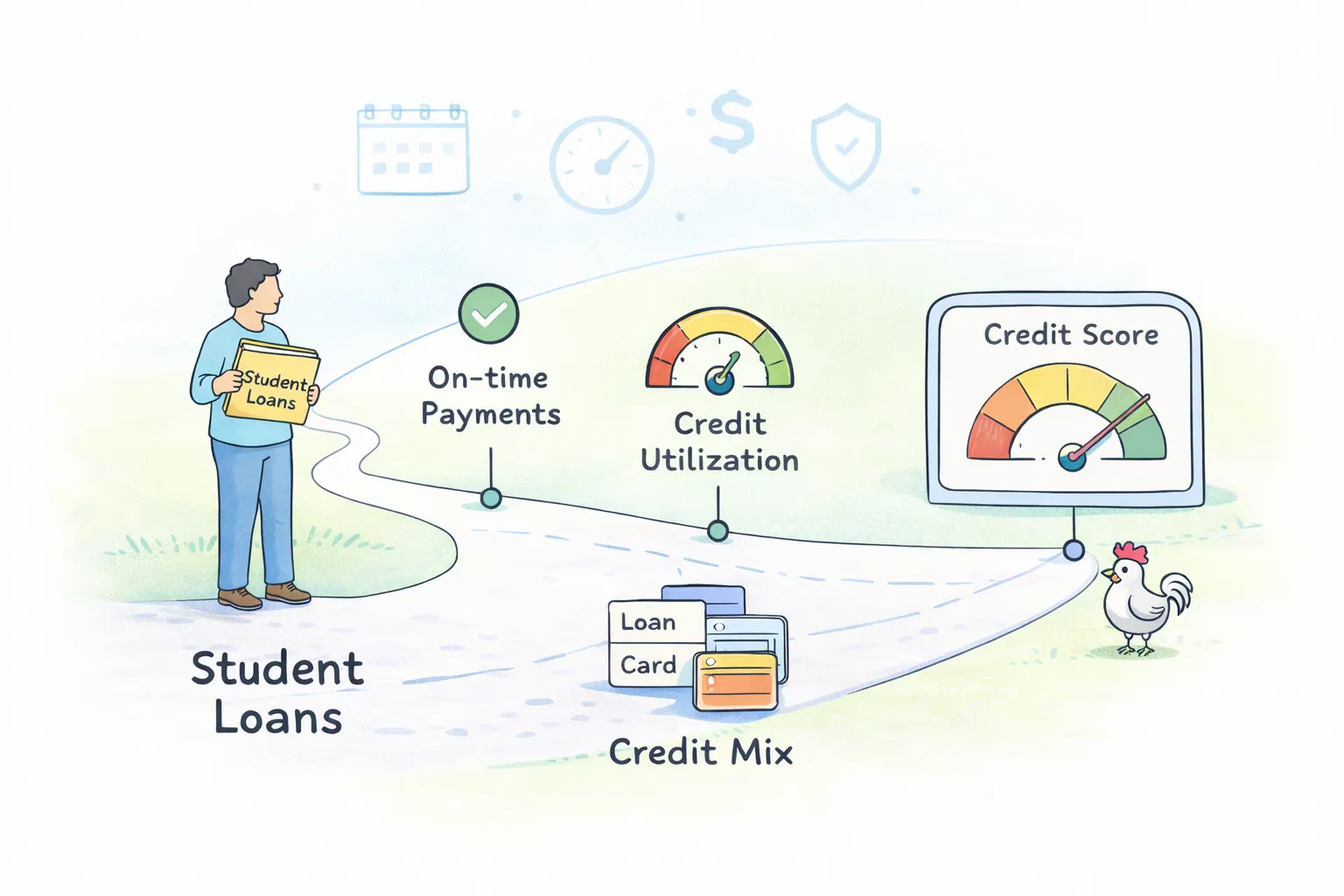 Illustration for article: Navigating Student Loans and Their Impact on Your Credit