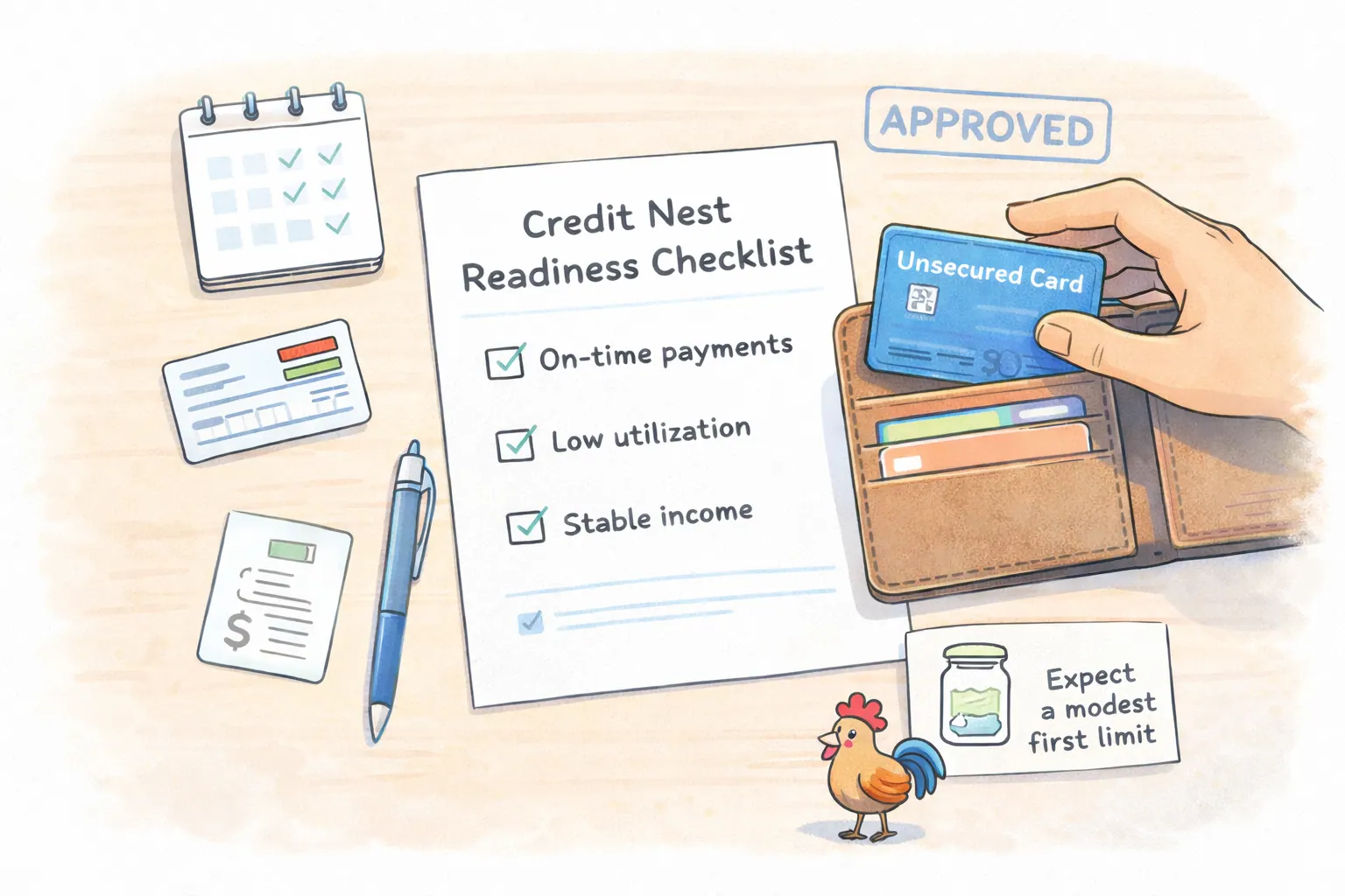 Illustration for article: A Guide to Opening Your First Unsecured Credit Card