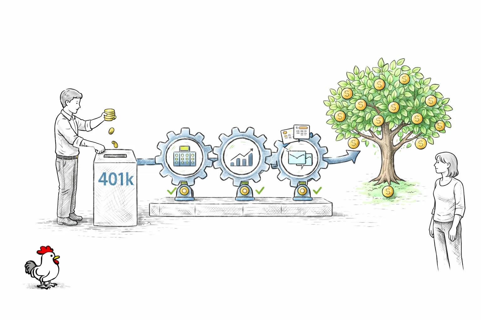 Illustration for article: How to Use a 401(k) Without Starving Your Current Budget